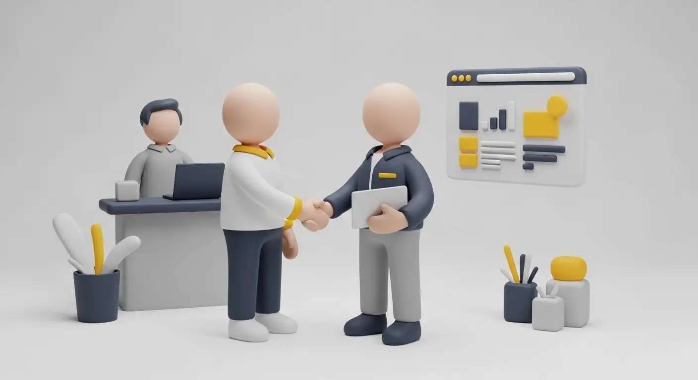 business owner shaking hands with web partner