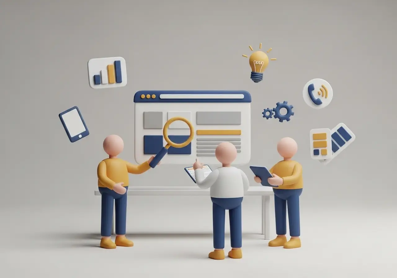 A graphic of Old North Digital team delivering a free website consultation for a small business in Raleigh, NC